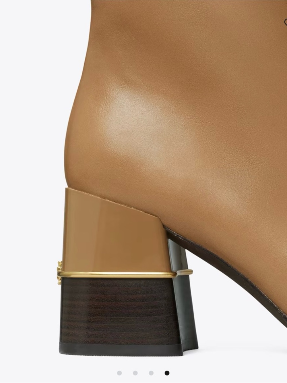 Tory Burch Leather Ankle Boots Tan Brown Gold Detail Block Heel side zip Sz 9 - Picture 2 of 9